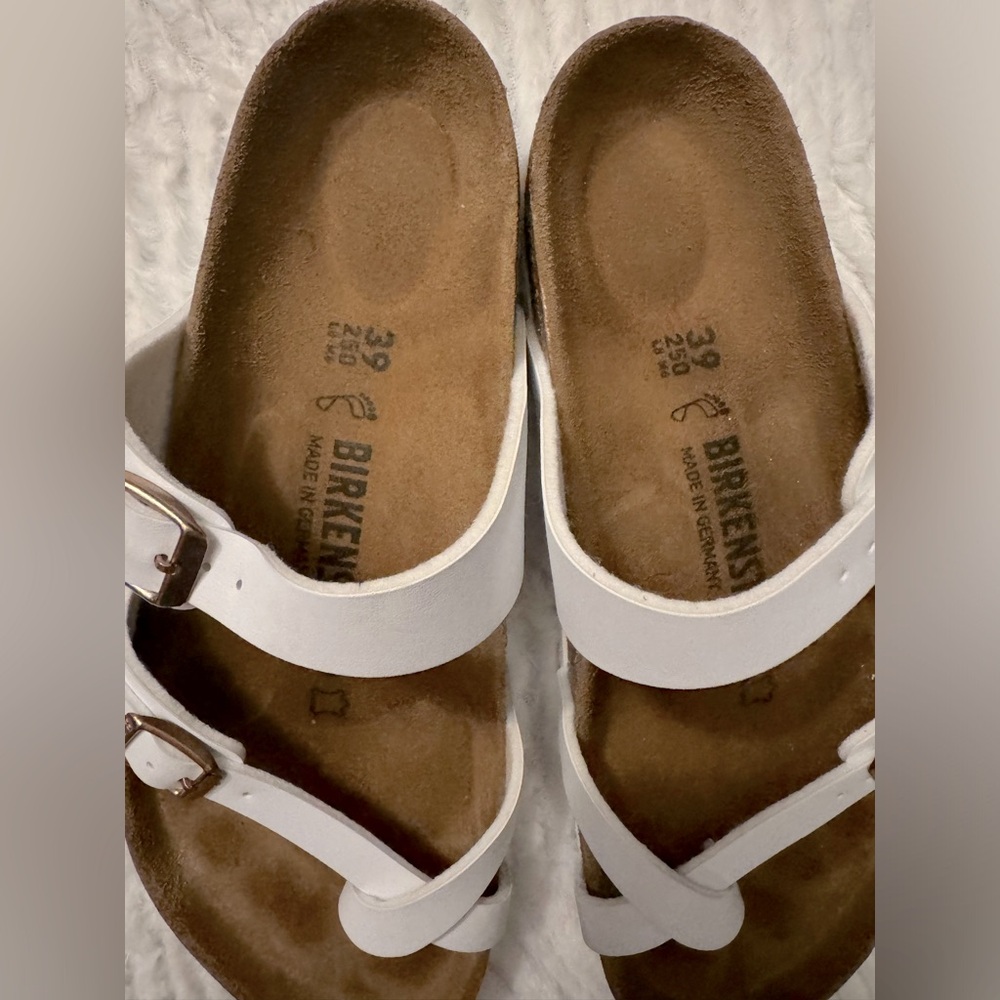 Birkenstock White Leather Two-Strap Sandals - Picture 3 of 4